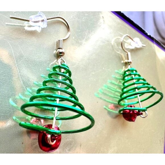 Christmas Tree Earrings Jingle Bells New Dangle Hooks Festive Holiday Pa… - Picture 6 of 12